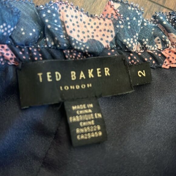 Ted Baker off-the-shoulder mini dress flower print all over with belt size 2 - Picture 4 of 7